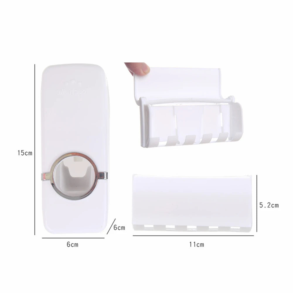 Automatic Toothpaste Dispenser Set – Wall-Mounted Toothbrush Holder for Clean & Easy Use