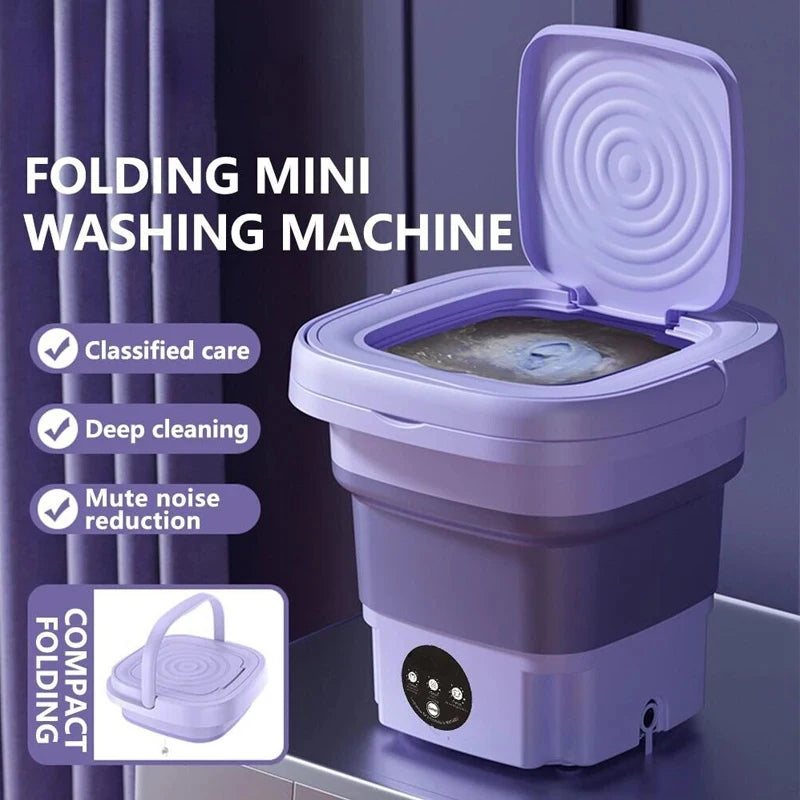 Premium Foldable Mini Washing Machine – Portable Electric Washer with Spin Dryer for Baby Clothes, Socks, Travel, Dorm & Home