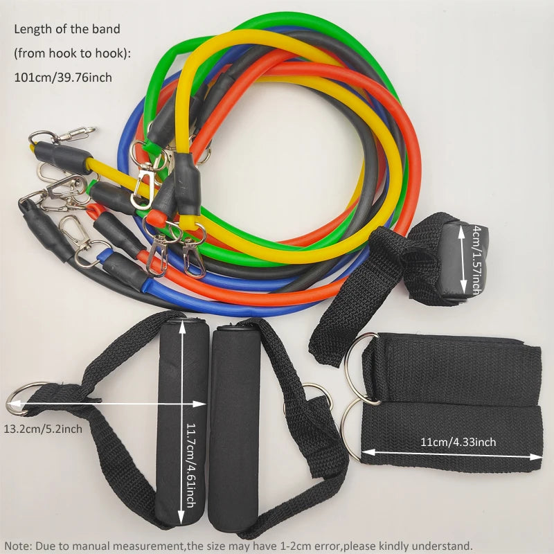 Home Gym Resistance Band Set – 11-Piece Power Fitness Kit with 5 Resistance Tubes, Door Anchor & Workout Accessories