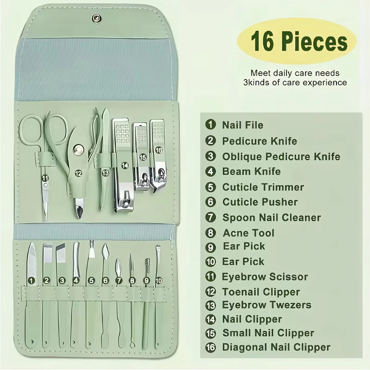 16-in-1 Premium Nail Care Set – Professional Manicure & Pedicure Grooming Tools for Hands, Feet & Complete Nail Care