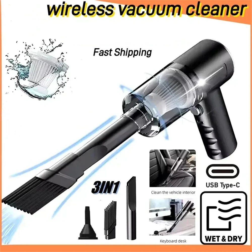 Portable 3-in-1 Mini Vacuum Cleaner – Powerful Rechargeable Cordless Handheld Vacuum & Air Blower for Car Interior, Home, Office, Sofa & Carpet