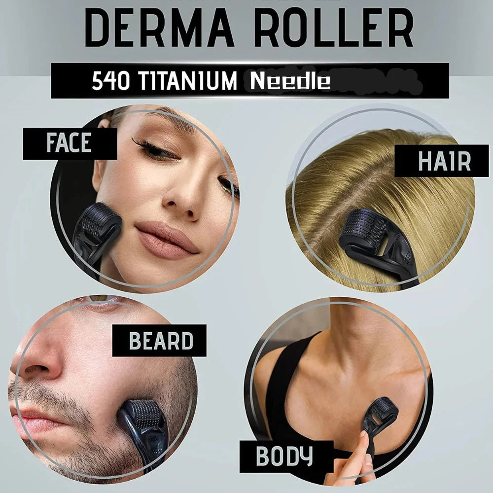 Premium 0.5mm Derma Roller – Titanium Microneedling Tool for Hair Growth, Beard & Facial Skin Care