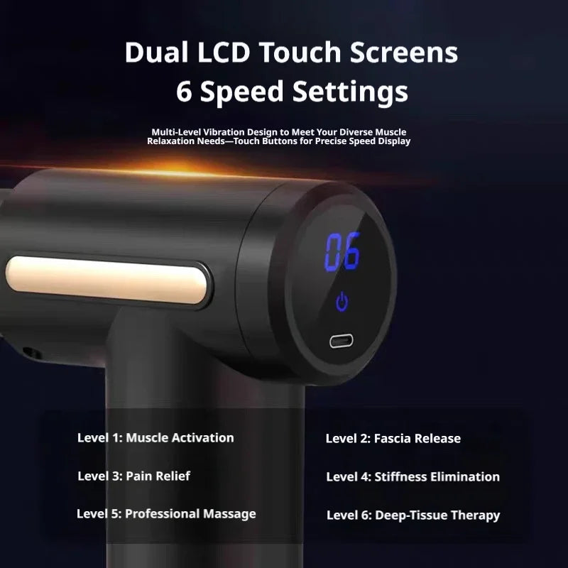 Portable Massage Gun – Rechargeable Muscle Massager for Deep Tissue Therapy, Pain Relief, Sports Recovery & Full Body Massage