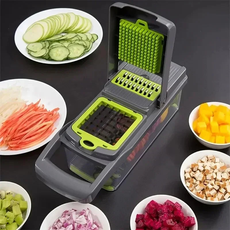 16-in-1 Multifunctional Vegetable Cutter & Chopper – Fruit Slicer, Vegetable Dicer, Onion Chopper, Shredder & Cheese Grater