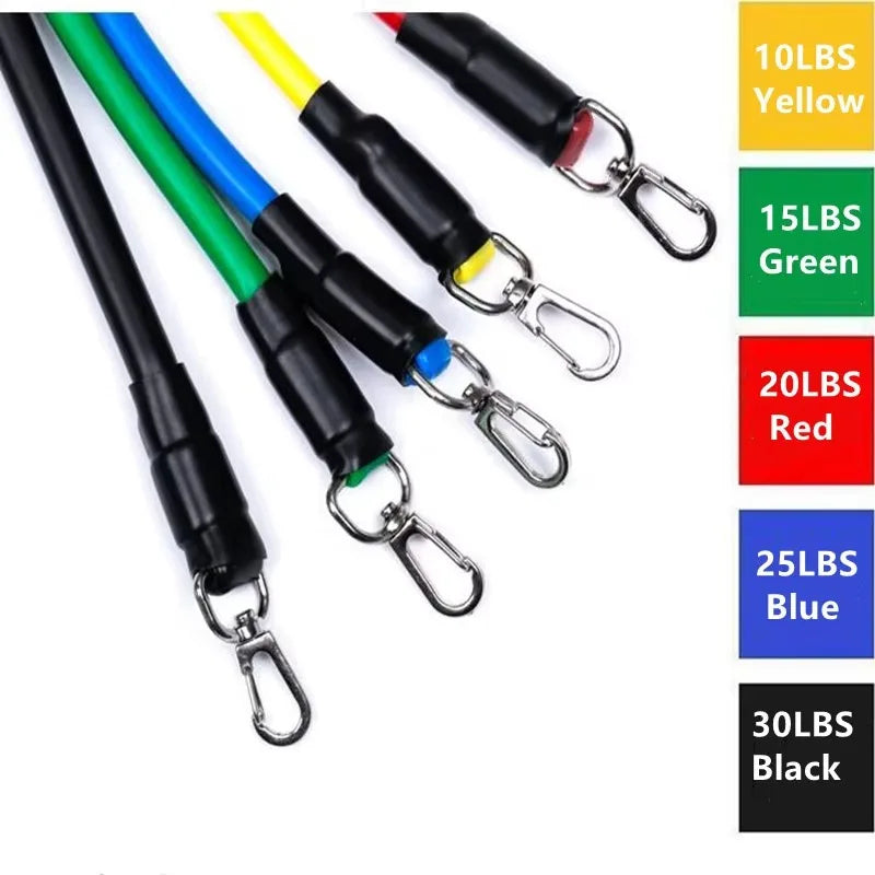 Home Gym Resistance Band Set – 11-Piece Power Fitness Kit with 5 Resistance Tubes, Door Anchor & Workout Accessories
