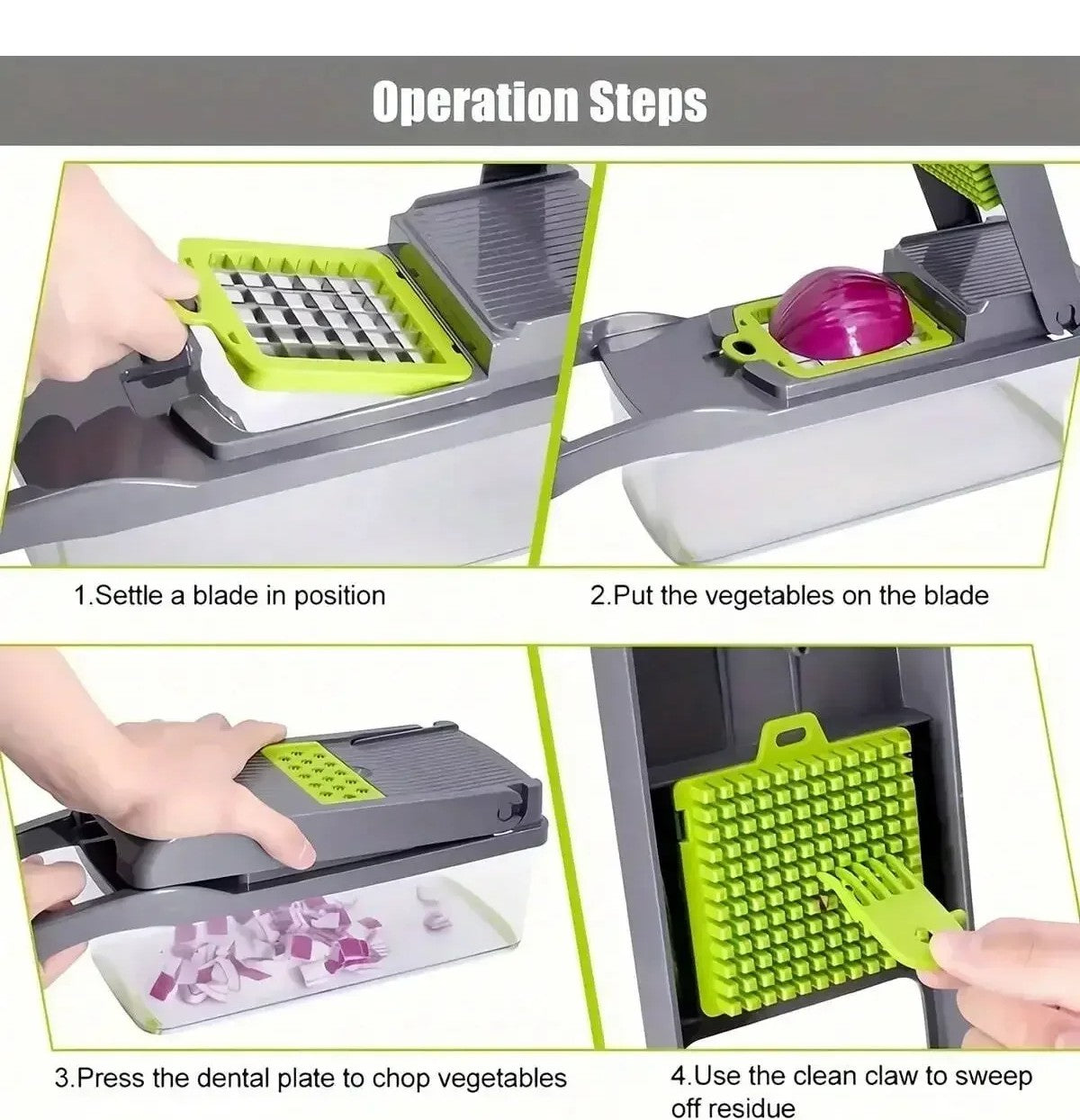 16-in-1 Multifunctional Vegetable Cutter & Chopper – Fruit Slicer, Vegetable Dicer, Onion Chopper, Shredder & Cheese Grater