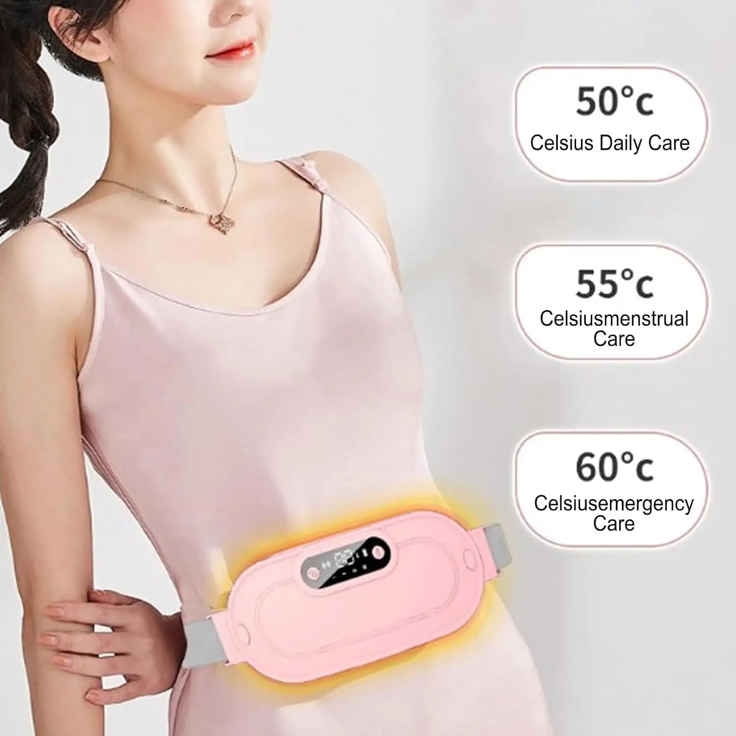Portable Electric Heated Belly Belt with Massager – Rechargeable Heat Therapy Wrap for Women, 3 Heat Levels & 4 Massage Modes for Comfort & Pain Relief