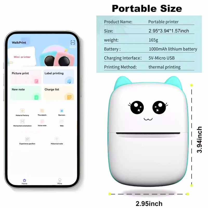 Smart Pocket Thermal Printer – Portable Bluetooth Inkless Mini Printer for Photos, Labels, Notes, Receipts & Stickers