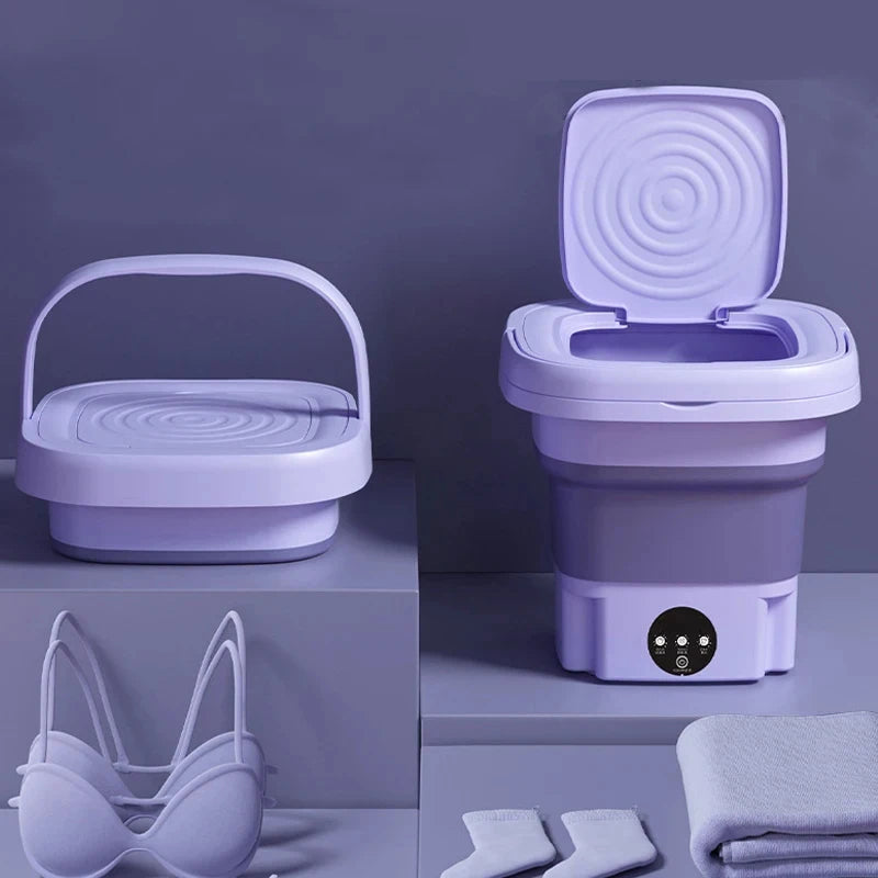 Premium Foldable Mini Washing Machine – Portable Electric Washer with Spin Dryer for Baby Clothes, Socks, Travel, Dorm & Home