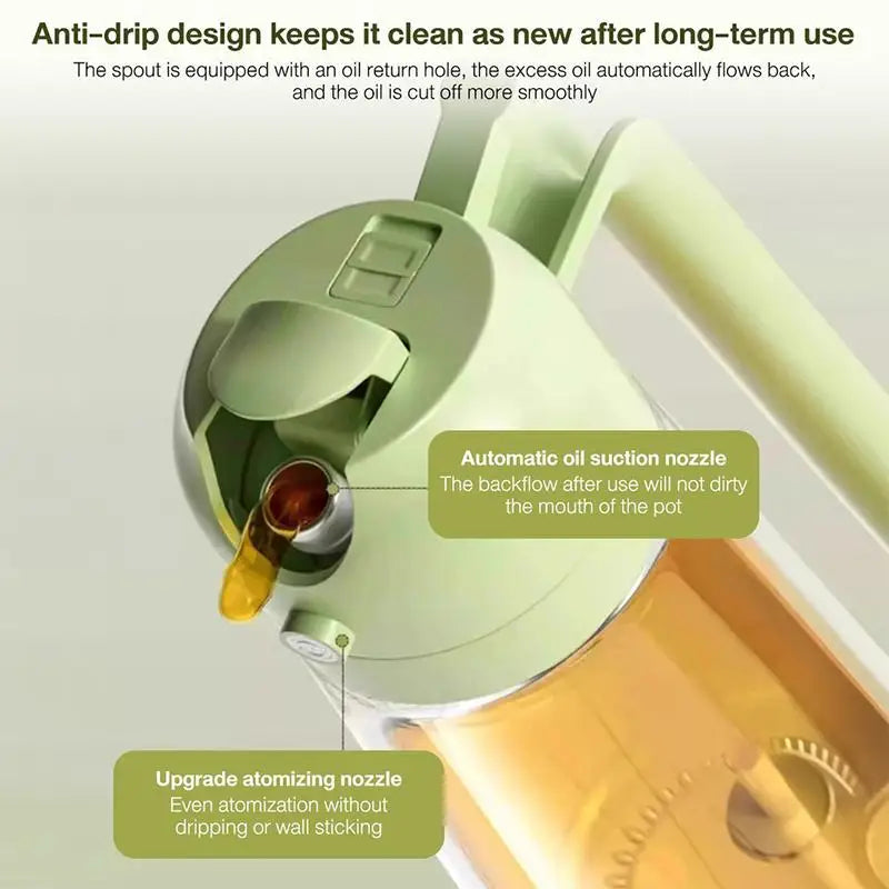 "2-in-1 Cooking Oil Sprayer & Dispenser – 450ML Reusable Glass Bottle for Olive Oil, Frying, Baking & Salad