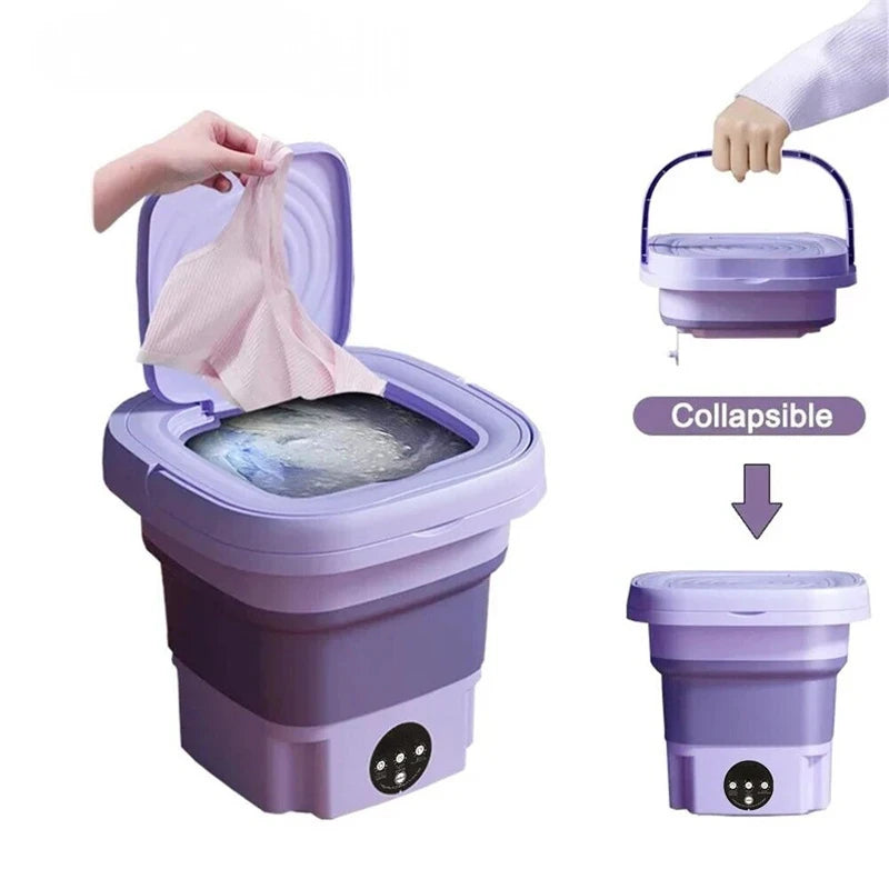 Premium Foldable Mini Washing Machine – Portable Electric Washer with Spin Dryer for Baby Clothes, Socks, Travel, Dorm & Home