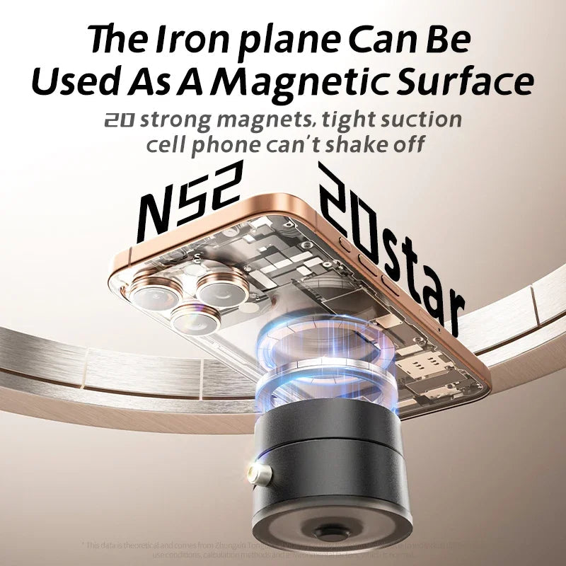 Strong Magnetic Vacuum Phone Mount – Retractable 360° Rotating Car Phone Holder with Powerful Suction Cup for All Smartphones