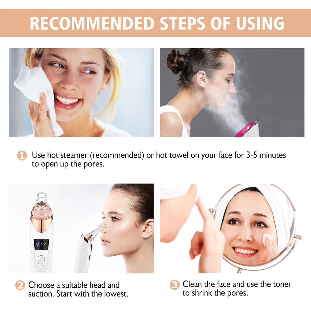 Professional Blackhead Remover Machine – 5-in-1 Electric Pore Vacuum Extractor for Deep Facial Cleansing, Acne & Whitehead Removal